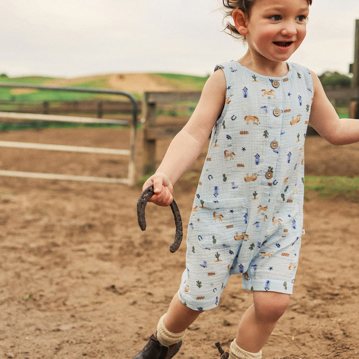 Woven Shortall - Country Blue