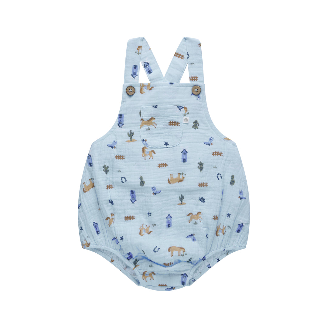 Woven Romper - Country Blue