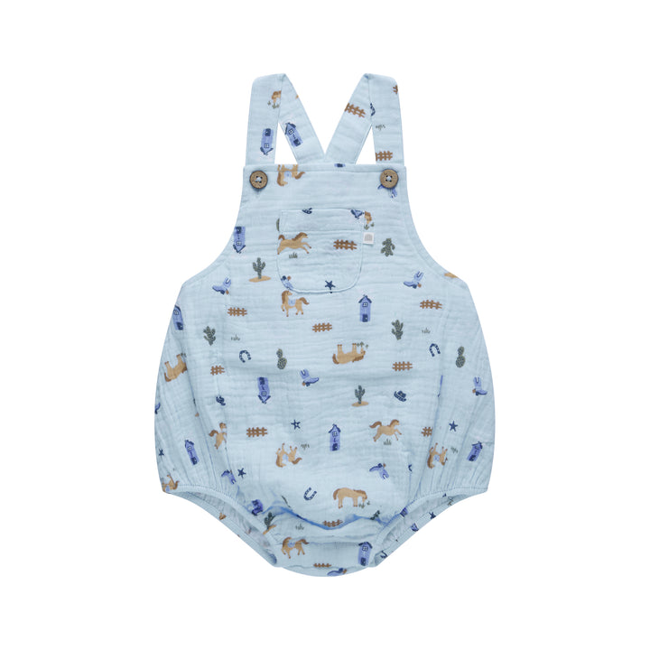 Woven Romper - Country Blue