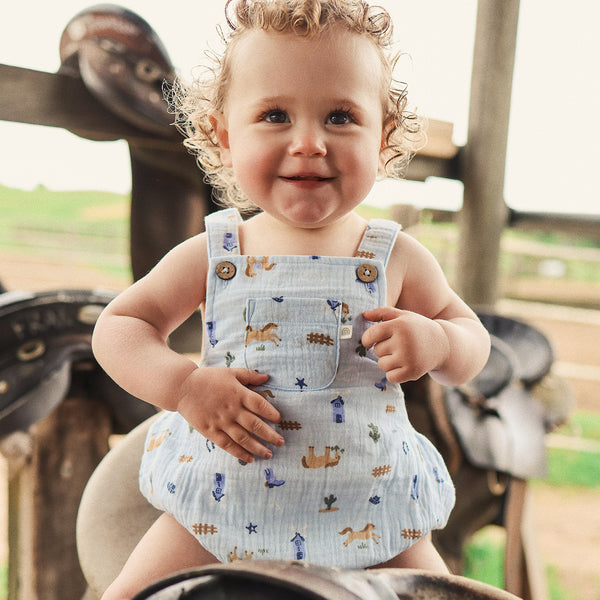 Woven Romper - Country Blue