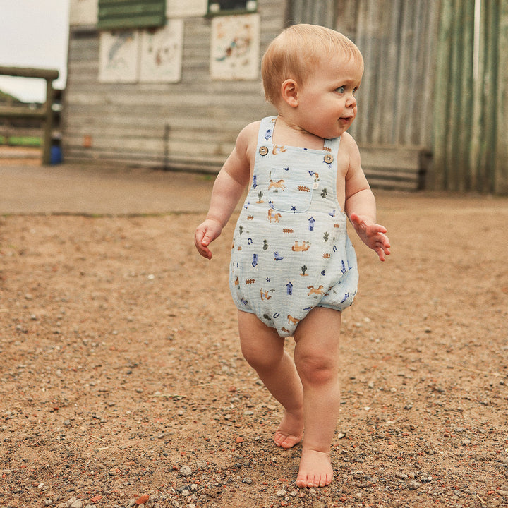 Woven Romper - Country Blue