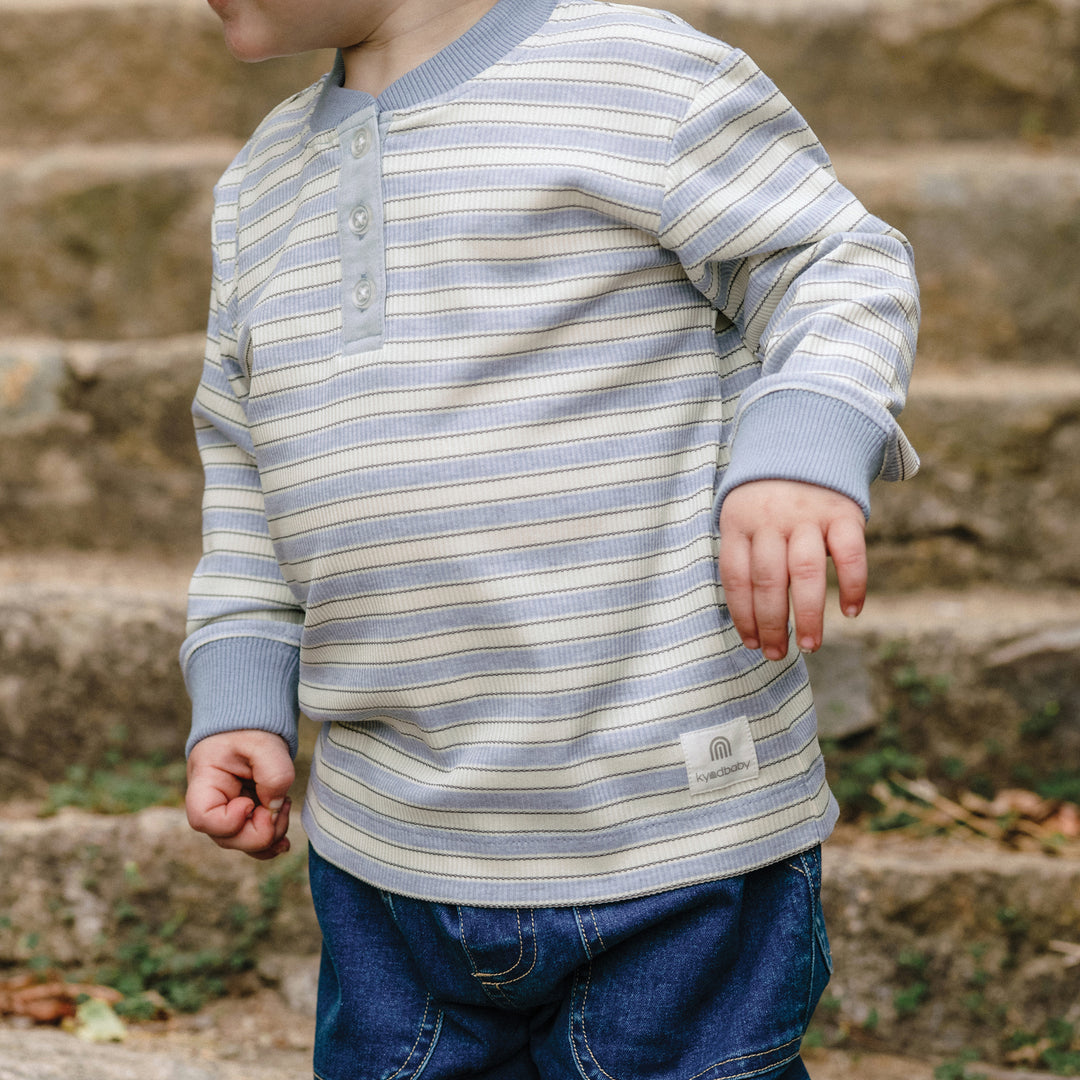 Henley Top - Sky Blue Stripe