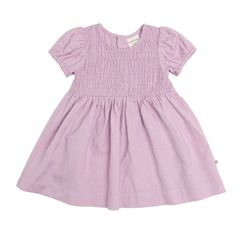 Short-Sleeve Linen Dress - Orchid