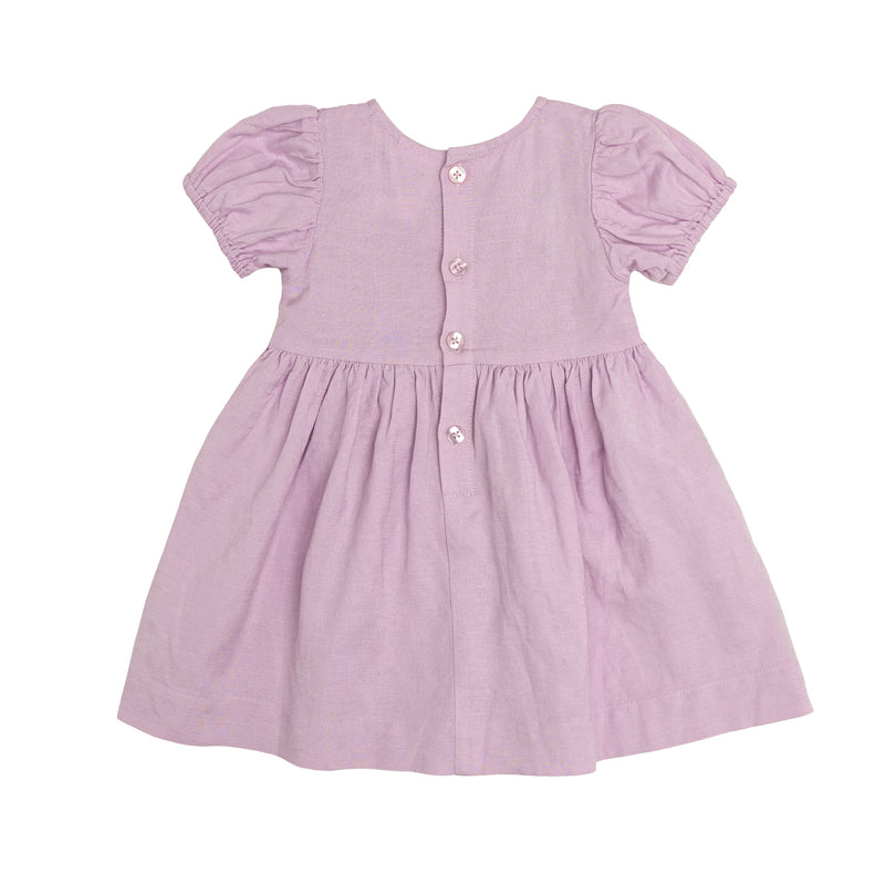Short-Sleeve Linen Dress - Orchid