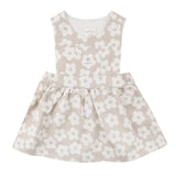 Denim Pinafore - Neutral Flower