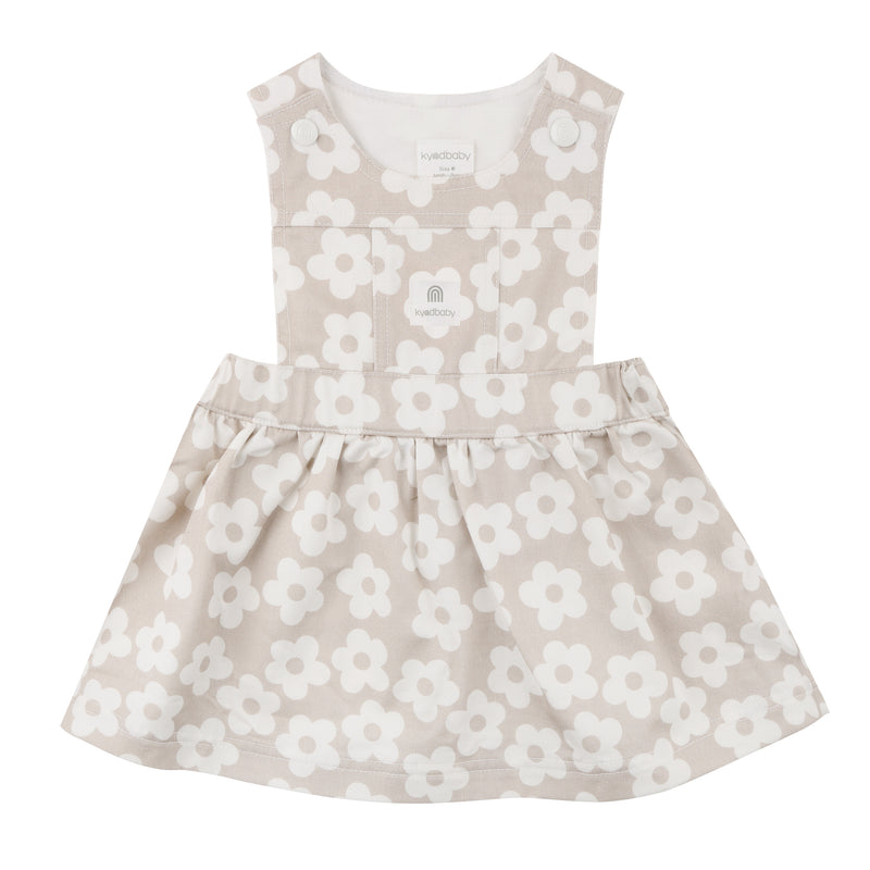 Denim Pinafore - Neutral Flower