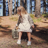 Denim Pinafore - Neutral Flower