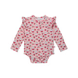 Miffy Frill Sleeve Bodysuit - Berry Check