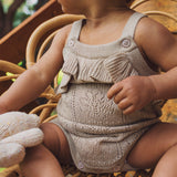 Pointelle Knit Frill Romper - Neutral