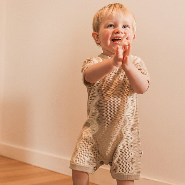 Slouchy Mesh Knit Romper - Shell