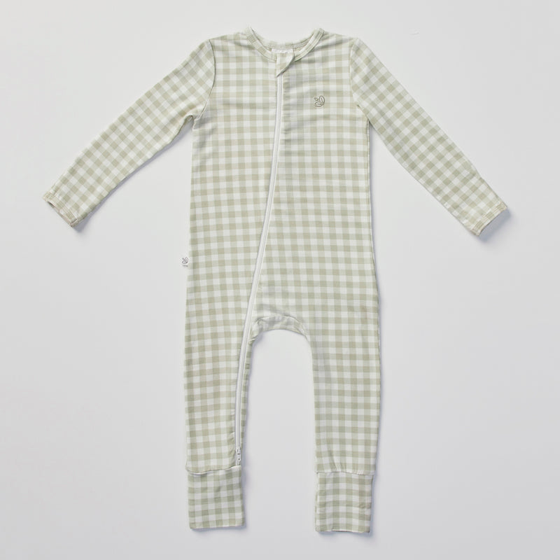 Light Zippee Baby Romper 0.2 TOG - Gumleaf Gingham