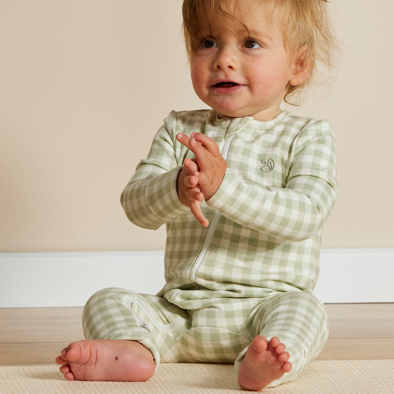 Light Zippee Baby Romper 0.2 TOG - Gumleaf Gingham