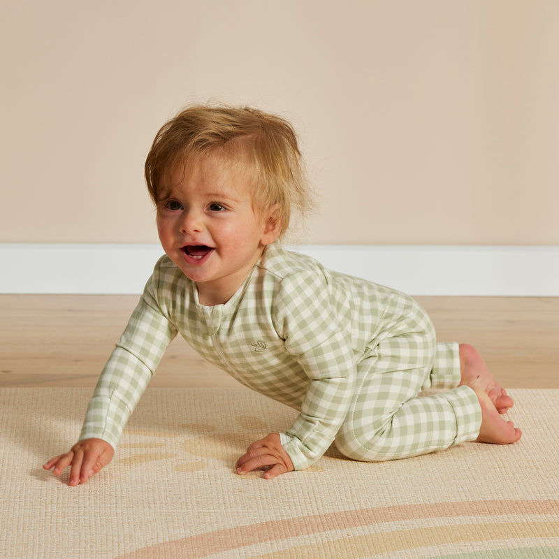 Light Zippee Baby Romper 0.2 TOG - Gumleaf Gingham