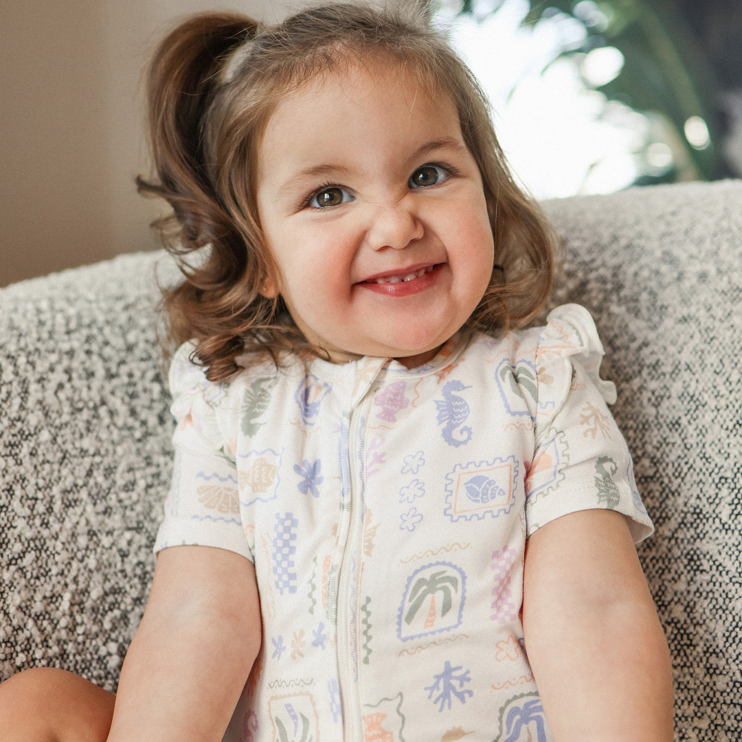 Frill Short Sleeve Onesie - Resort
