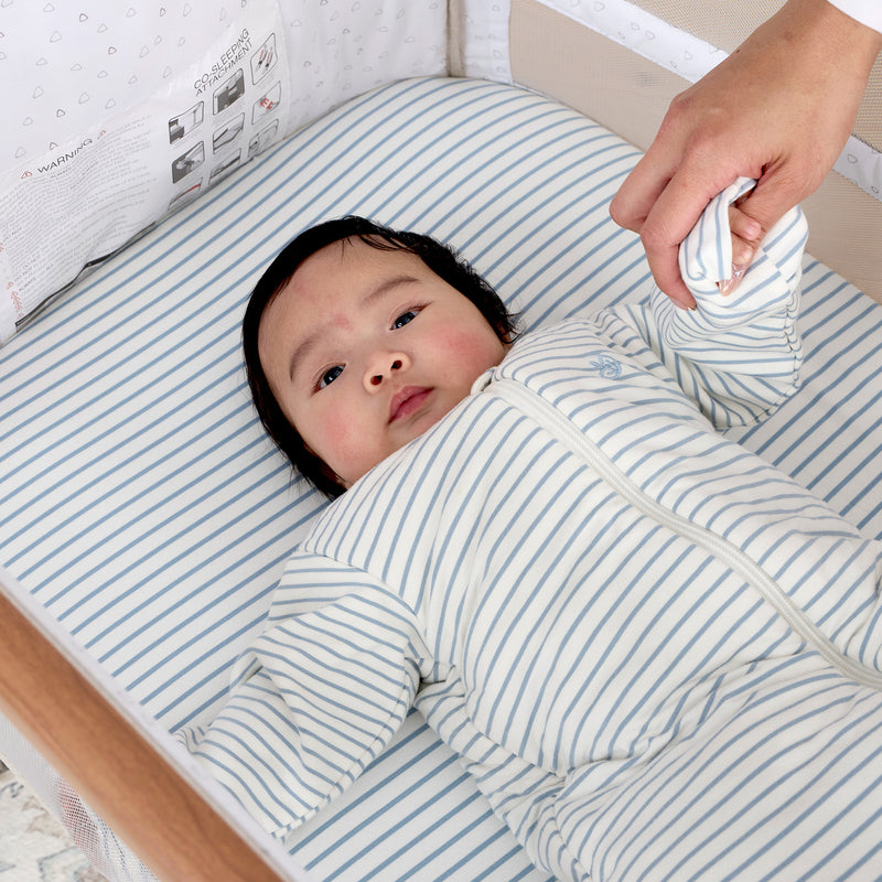 Fitted Bassinet Sheet - Dusk Blue Stripe