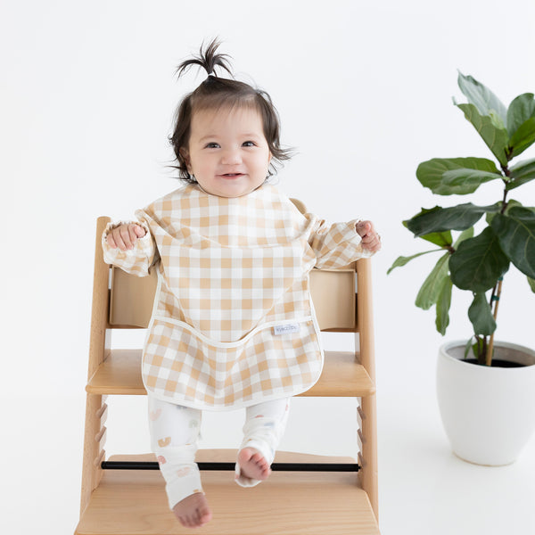 Messy Bib - Neutral Gingham