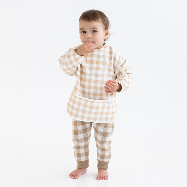 Messy Bib - Neutral Gingham