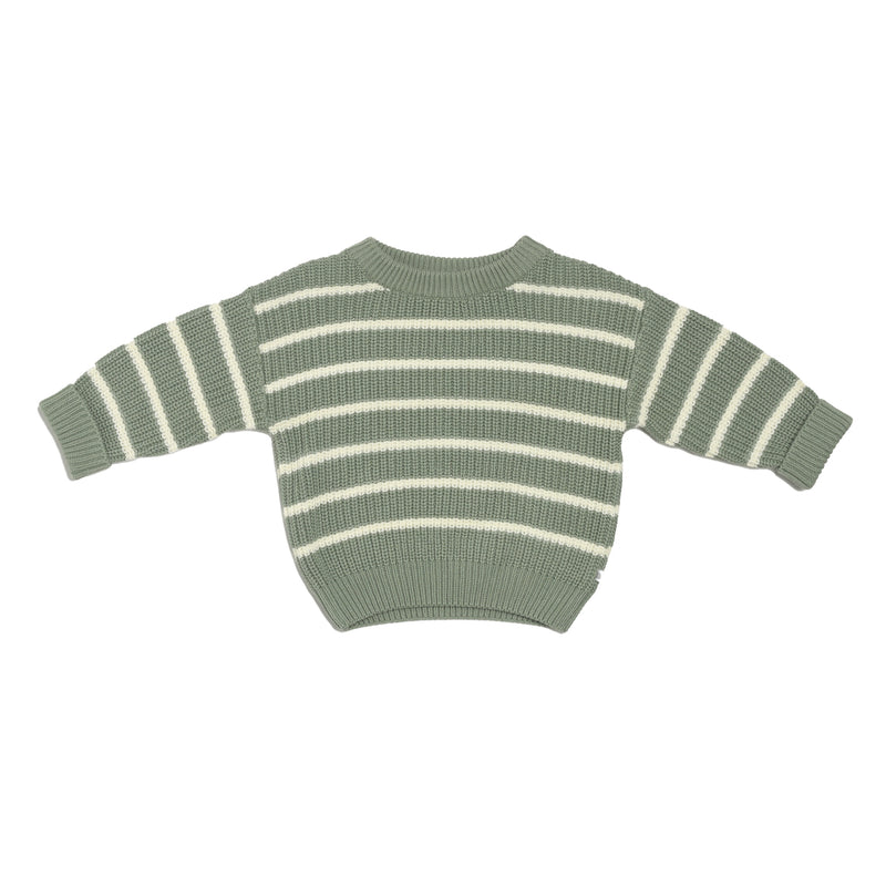 Chunky Knit Jumper - Sage Stripe