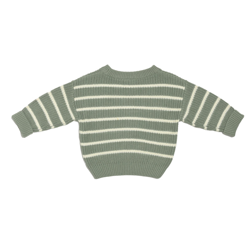 Chunky Knit Jumper - Sage Stripe