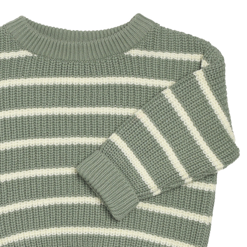 Chunky Knit Jumper - Sage Stripe