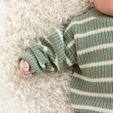 Chunky Knit Jumper - Sage Stripe