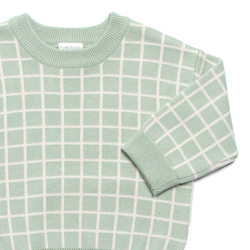 Jacquard Knit Jumper - Moss Grid