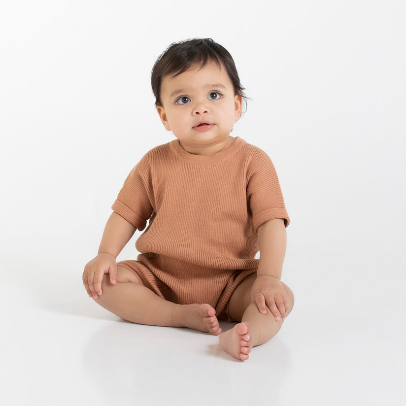 Slouchy Rib Knit Romper - Chia