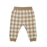 Jacquard Knit Pant - Neutral Gingham
