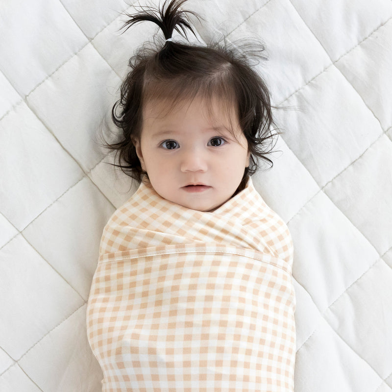 Large Stretchy Swaddle - Neutral Gingham