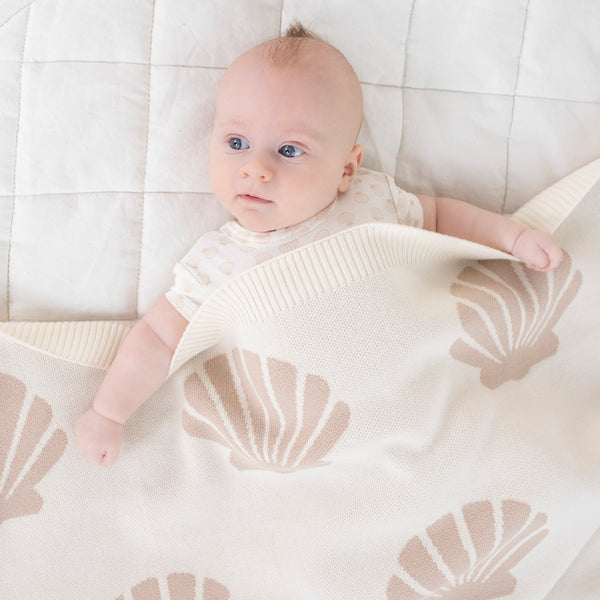 Organic Knitted Blanket - Shelly Beach