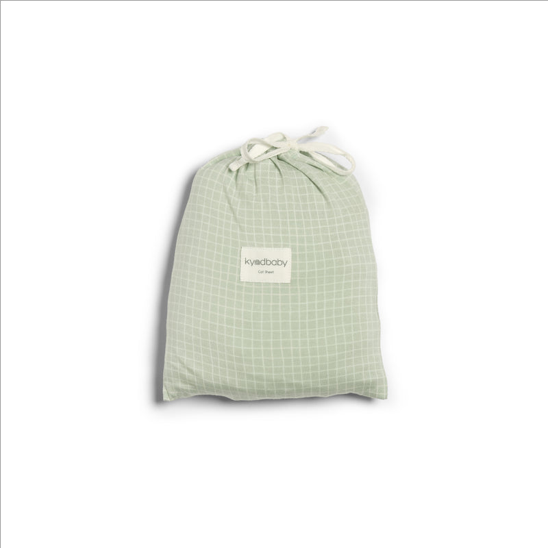 Fitted Cot Sheet - Moss Grid