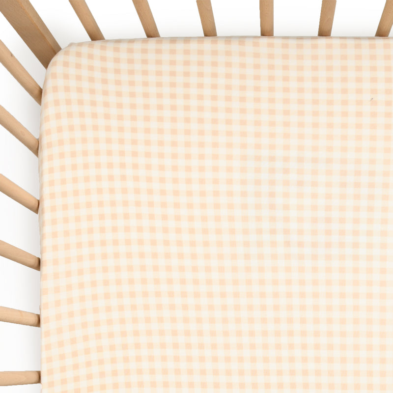 Fitted Cot Sheet - Neutral Gingham