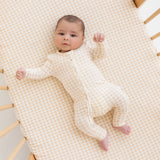 Fitted Cot Sheet - Neutral Gingham