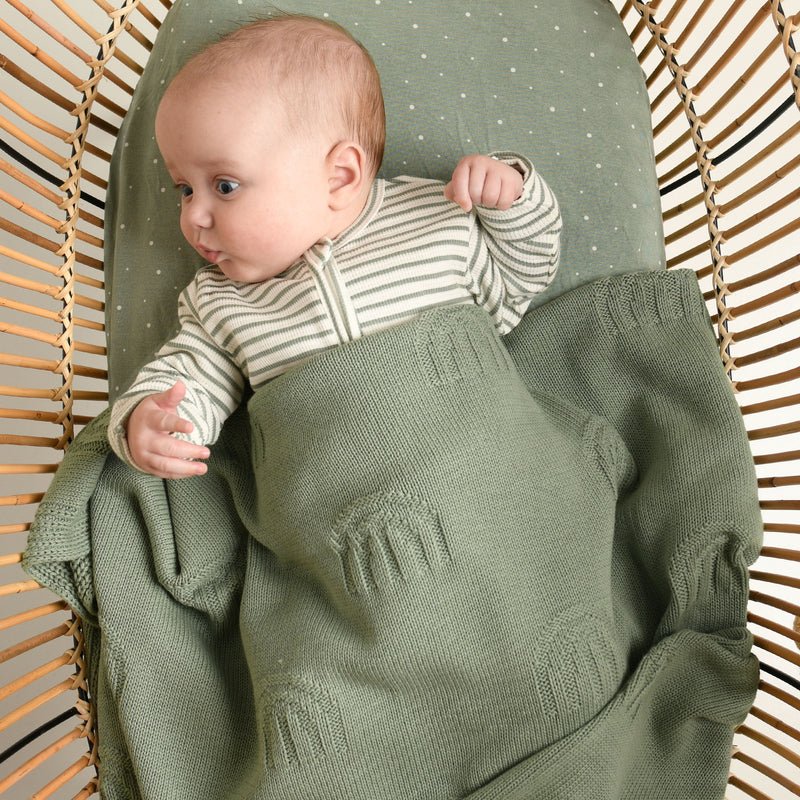 Rainbow Decorative Knit Blanket - Sage Rainbow