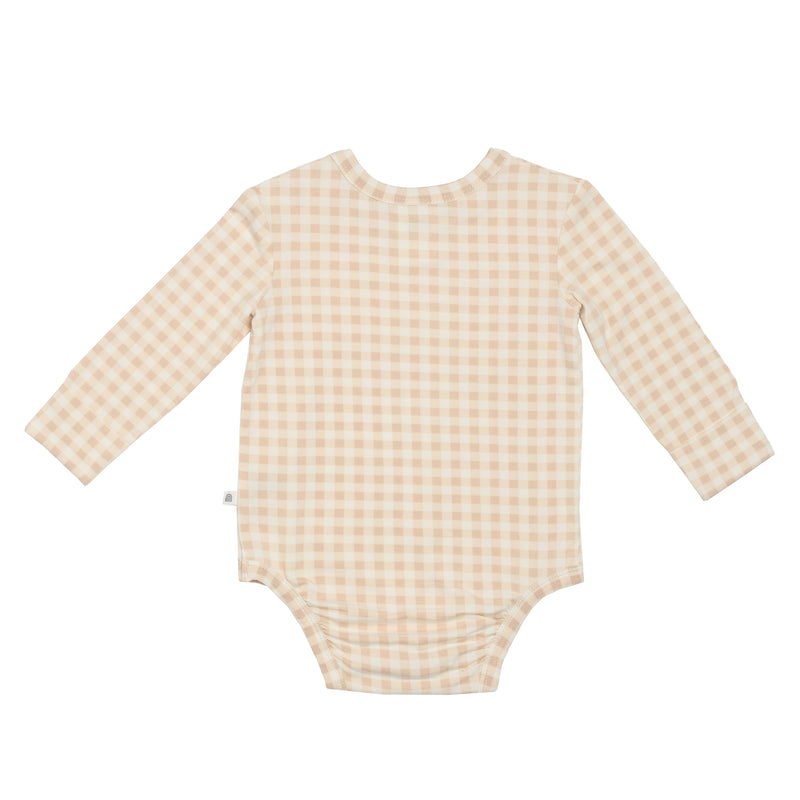 Comfy Bodysuit Long Sleeve - Neutral Gingham