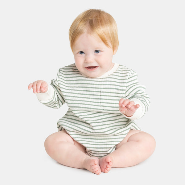 Waffle Jumper Romper - Gumnut Stripe