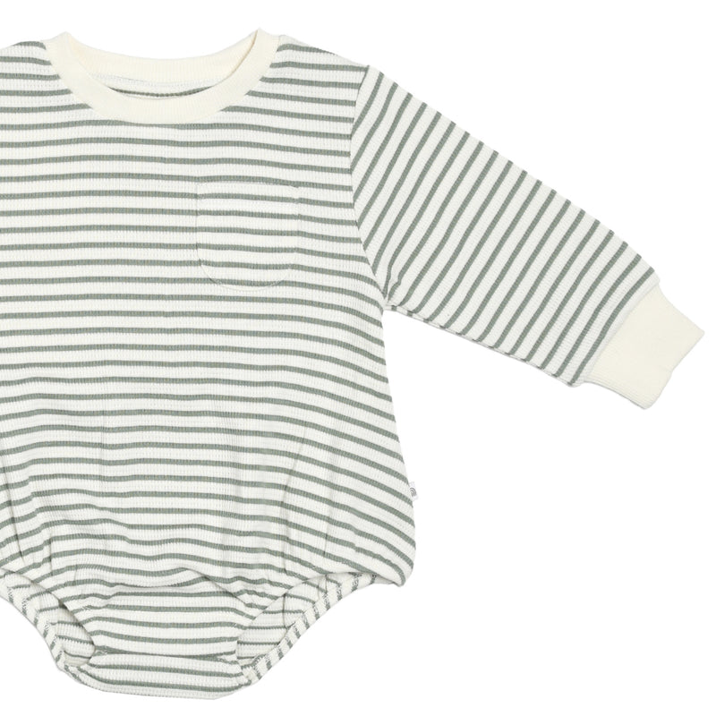 Waffle Jumper Romper - Gumnut Stripe