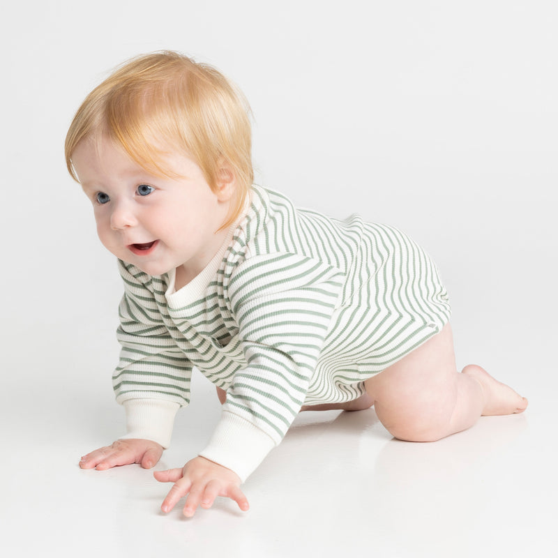 Waffle Jumper Romper - Gumnut Stripe